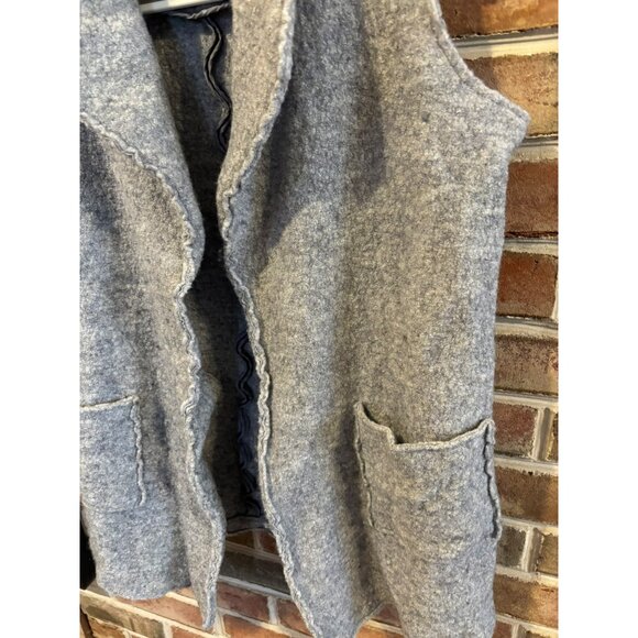 Tahari Open-Front Vest Womens M Gray Wool Blend w/Pockets - Picture 2 of 8